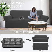 Easy-Going Stretch Couch Covers for Sofa Washable Large Dark Gray | 1-Piece Sofa Covers for 3 Cushion Couch Furniture Protector Couch Slipcover Soft with Elastic Bottom for Kids Pets