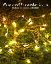 Minetom Fairy Lights Battery Operated, Twinkle String Lights 5ft 60LED | Waterproof Firecracker Starry Lights for DIY Wreath Home Wedding Party Bedroom Mason Jar Christmas Decorations, Warm White