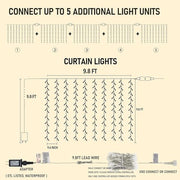Dazzle Bright 300 LED Curtain Lights, Plug in Fairy Curtain Lights for Bedroom, Christmas Hanging String Lights Outdoor for Window Backdrop Wall Wedding Patio Indoor Dorm Party Decor, Warm White