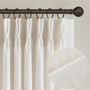 TWODRAPES Natural Pinch Pleated Linen Semi Sheer 84 Inch Curtains 2 Panels | Pinch Pleat Hooks Rings, Back Tab, Cream Ivory Birch, Boho Neutral, Textured Linen, Window Curtain for Living Room Bedroom