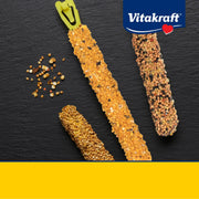 Vitakraft Crunch Sticks Parakeet Treat Vrty Pk Orange/Egg/Banana-3 Sticks | Variety Flavor Coating, Baked Crispy Mix, Natural Wood Center, Encourages Foraging Chewing, 3 Count Pack
