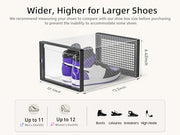 Kuject X-Large Shoe Storage Boxes 12 Pack, Clear Stackable Shoe Organizer | Drop-Front Space-Saving Shoe Cases for Closet, Entryway & Under-Bed Storage, Family Organizer,Black