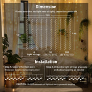 JMEXSUSS 300 LED Remote Control Curtain Lights, Plug in Fairy Curtain Lights Outdoor, Window Wall Hanging String Lights for Bedroom Indoor Dorm Backdrop Wedding Party Patio Christmas Decor, Warm White