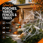 Land Guard 200 sqft Spider Web, Bonus with 10 Artificial Spiders, Fabric Spider Webbing, Cobweb Halloween Decor for Indoor and Outdoor Party Supplies
