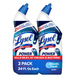 Lysol Toilet Bowl Cleaner Clinging Gel, Power, 24 oz, 2 Pack | Disinfecting, Sanitizing, Deodorizing, Septic Safe, Bleach Free, For Toilet Rings, Limescale, & Hard Water, Bathroom Cleaner