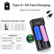 18650 Battery Charger for 3.7V/3.6V Li-ion Batteries 26650 18650 21700 14500 16340(RCR123), Ni-MH/Ni-Cd AA AAA C Batteries-Upgraded