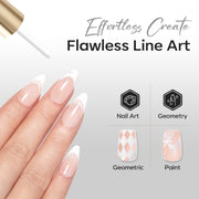modelones White French Tip Liner Gel Polish 15ml with Precision Brush | High-Pigment Color Nail Art Gel Paint Crisp Swirl Fine Line Design Beginner Friendly Long Lasting Soak Off U V Cure Manicure