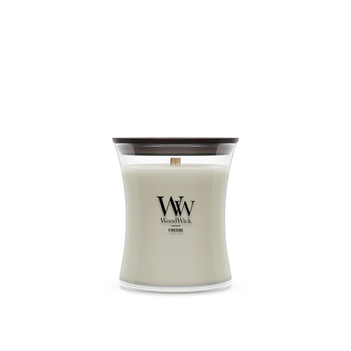 WoodWick Fireside Scented Candle, Crackling Wick, 9.7oz | Up to 60 Hour Burn Time, Premium Soy Wax, Home Décor & Gift Choice, Crackles as it Burns, Medium Hourglass Candle