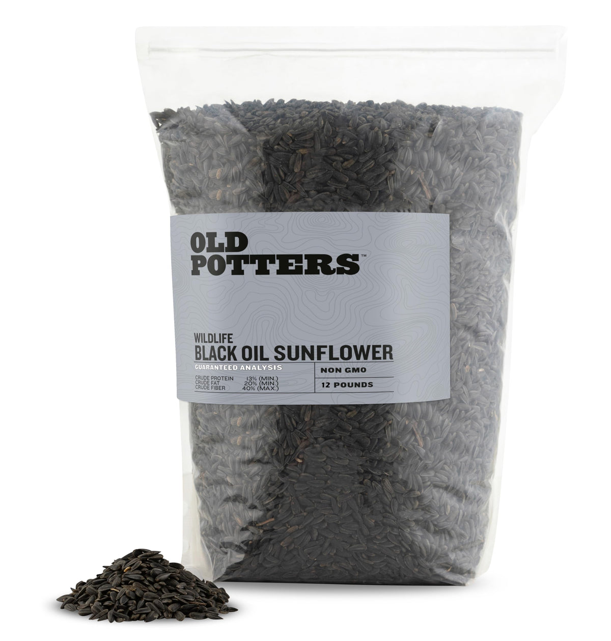 Old Potters Wildlife Black Oil Sunflower Seeds, 12 lbs | For Birds and Wildlife, Non-GMO, USA Grown on Small Farms