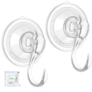 VIS'V Suction Wreath Hanger with Wipes, 22 Lb Capacity, Large, Clear, 2 Pcs | Heavy Duty, Removable and Reusable, Invisible Design, Locking Technology, Dual Vacuum Suction, Fit for Smooth Flat Surfaces