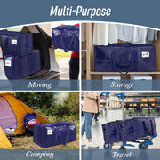 6 Pack Extra Heavy Duty Large Moving Bags with Strong Zipper, Dark Blue | Comfortable Handles, Sturdy & Durable Clothes Storage Bags Totes Bins, Blue Packing Moving Boxes for College Supplies