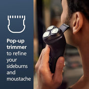 Philips Norelco 2400 Series Electric Shaver, Deep Black | 27 Self Sharpening ComfortCut Blades, 4D Flex Heads, Wet or Dry Use, 2-Year Blade Life, Pop-up Trimmer, X3001/90