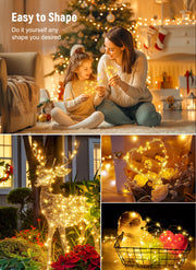Minetom Twinkle Fairy Lights Plug in, 33ft 100 LEDs USB String Lights | with Remote and Timer, Waterproof 8 Modes for Bedroom Indoor Wreath DIY Wedding Holiday Christmas Decorations, Warm White