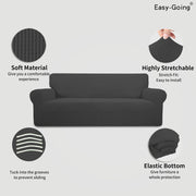 Easy-Going Stretch Couch Covers for Sofa Washable Large Dark Gray | 1-Piece Sofa Covers for 3 Cushion Couch Furniture Protector Couch Slipcover Soft with Elastic Bottom for Kids Pets