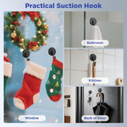 OUTXE Suction Cup Wreath Hanger, Upgraded Reef Hook | for Front Door/Glass Window/Over Door, Christmas/Thanksgiving/Halloween/July 4th/Easter/Spring/Summer/Fall (Black, 2-Pack)
