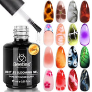 Beetles Blooming Gel 15 ml Clear UV Gel Polish Nail Art for Tortoise Nails | Marble and Natural Stone, Watercolor and Floral Print Spreading Effects, Soak-Off DIY Manicure Design