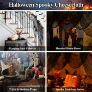 ZeeDix 6 Pack Black Halloween Creepy Cloth 30 × 75 Inch - Halloween Cheesecloth Decoration Spooky Scary Gauze Black Cheese Cloth for Party Supplies Outdoor Yard Home Wall Doorway