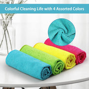 HOMEXCEL 12PK Microfiber Cleaning Cloth, Cleaning Rag for Home, 11.5x11.5in | Reusable, Lint Free, Scratch-Free and Highly Absorbent Towels for Kitchen, Window and Glass, Cars (Green/Blue/Yellow/Pink)