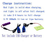 Blomiky 2 Pack 3.7V 0.5A Lithium Battery Charge Cable with SM-2P Black Plug for Some Kind of Mini RC Amphibious Stunt Car Boat Trucks 1S Li-ion and Li-Po Battery / 3.7V USB 2