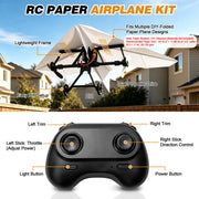 Virellia 1-Pcs DIY RC Paper Airplane Kit for Hobbyists, Pilots & Beginners | DIY Remote Control Airplane Kit for Kids Adults, Easy to Fly with Gyro Stabilizer, Dual Propellers, Lightweight, Foldable