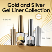 modelones Chrome Liner Gel Nail Polish Gold Silver Built-in Fine Brush | Metallic Nail Art Gel French Tip Mirror Effect No Powder Needed Paint Draw Swirl Design Long Lasting DIY U V Manicure Stuff