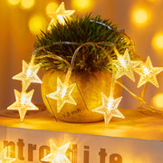 Minetom 50 LED Star String Lights, 17ft Fairy Lights Battery Operated | Star Lights with Timer, Waterproof for Indoor Outdoor Bedroom Tent Loft Bed Patio Party Wedding Christmas Decor, Warm White