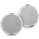 Pyle 6.5 Inch Dual Marine Speakers - 2 Way Waterproof and Weather Resistant Outdoor Stereo Sound System with 400 Watt Power, Polypropylene Cone and Butyl Rubber Surround - 1 Pair - PLMR605W(White)