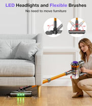 KQAHA Cordless Vacuum Cleaner, 600W 50KPA Vacuum Cleaners for Home, 65Mins Stick Vacuum Cordless with Self-Standing, LED Display & Anti-Tangle, Lightweight Wireless Vacuum for Pet Hair/Carpets/Floors