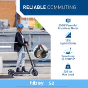 Hiboy S2 Electric Scooter - 8.5" Solid Tires - Up to 17 Miles Long-Range | 19 MPH Portable Folding Commuting Scooter for Adults with Double Braking System and App