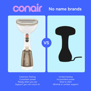 Conair Steamer for Clothes & Upholstery, Handheld, 3 Attachments, White | Powerful 1875W clothes steamer with 7.3 oz. water tank and 5 steam settings heats up in 40 seconds and runs for 20 minutes