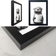 Bathroom Picture Wall Decor, Framed Black and White Bathroom Wall Art, Toilet Paper in Little Funny Raccoon's Hand Animal Canvas Print Painting