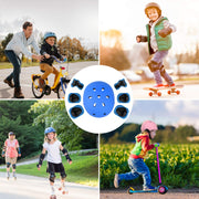 WayEee Kids Bike Helmet Set Knee Pads Adjustable Protective Gear, 3-14 Age | 7pcs skateboard set with knee pads elbow pads wrist guards double size sport cycling bike roller skating scooter boys girls