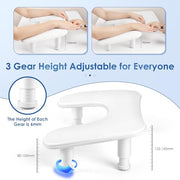 LIONVISON Arm Rest for Nails Tech: U-shaped Adjustable Nail Armrest | PU Leather Manicure Hand Stand Rest for Manicurists - Thick Non-Slip Pad Long-Lasting White