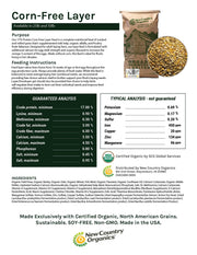 New Country Organics | Corn-Free Classic Layer Chicken Feed for Laying Hens | Corn-Free and Soy-Free | 17% Protein | Certified Organic and Non-GMO Chicken Food | 25lbs Bag