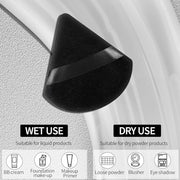 Pimoys Powder Puffs, 6 Pack Triangle Makeup Puff, Black | Soft Velour, Triangle and Round Design, Washable, Finger Strap, for Loose Powder