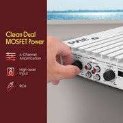Pyle Hydra Marine 400W 4-Channel Waterproof Amplifier - PLMRA402 | 400W 4-Channel Marine Amplifier with IP-01 Waterproof Rating