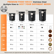 Veken Coffee Canister with Window, Airtight Stainless Steel Container, 22OZ | Kitchen Food Storage Pantry Organizers for Beans,Ground,Espresso,Rice,Tea,Sugar,Bar Accessories,Gifts,Lids,Jars, Scoop, Black