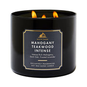 Bath & Body Works 3-Wick Candle, Mahogany Teakwood Intense, Soy Wax Blend | Room-Filling Warm Home Scent with Strong Throw, Exclusively Fragranced Soy Wax Blend, Burns Up to 45 Hours, Great Gift