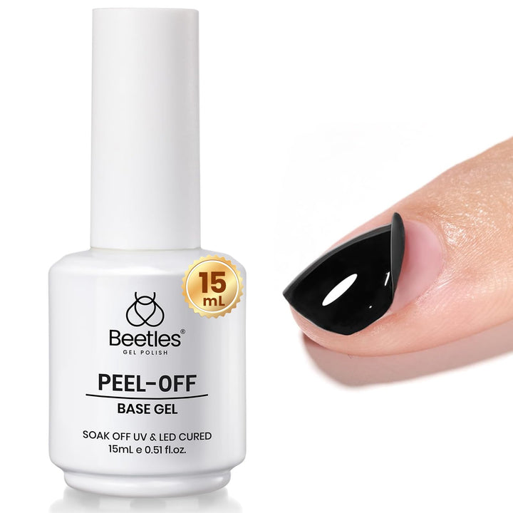 Beetles 15ml Peel-Off Gel Base Coat for Gel Nail Polish | Easy Peel, Gentle Formula for Sensitive Nails, UV/LED Cured