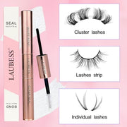 Lash Bond and Seal Lash Glue Waterproof LAUBESS 2-IN-1 Cluster Lash Glue for Eyelash Clusters 72H 10ml (White/Clear)