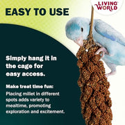 Living World Millet Spray for Birds - 3.5 oz Bag | 100% Natural, Wild-Harvested, Premium Treat - Spray Millet for Budgies, Canaries, Finches, Cockatiels & Other Pet Birds