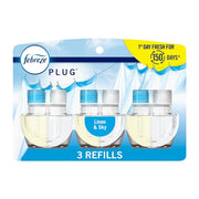 Febreze Plug-In Air Freshener, Odor-Fighting Scented Oil Refill, Air Fresheners for Home and Bathroom and Kitchen, Long Lasting for Strong Odors, Linen & Sky Scent, 0.87oz Refills, 3 Count (Pack of 1)