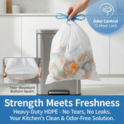 T.FORING Small Trash Bags 4 Gallon Drawstring,1.1 Mil,Unscented,120 Count | Tear-Free,Leakproof,Strong Garbage Can Liners,White,Fit 12 - 15 Liter Waste Bins,for Home Bathroom Office Car Everyday Use