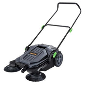 VEVOR Walk-Behind Hand Push Floor Sweeper with 25.6" Sweeping Width | Non-Electric, 5-Gallon Waste Container, Angle & Height Adjustable Folding Handle, Manual Floor Sweeper for Walkway Yard Patio