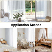OWENIE White Sheer Curtains 84 inches Long 2 Panels Set for Living Room | Sheer White Curtain for Bedroom, Rod Pocket Light Filtering Sheer Panel Drapes, 2pcs, Each 42" Width x 84" Long