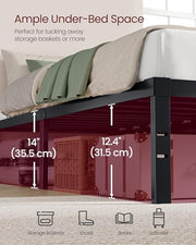 VASAGLE Full Metal Bed Frame, 14 Inches Tall, 1100 lb Weight Capacity | Heavy-Duty Platform Bed, No Box Spring Needed, Under-Bed Storage, Mattress Retainers, Easy Setup, URMB652BD02S