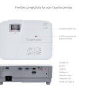 ViewSonic PA503W 4000 Lumens WXGA DLP Projector, High Brightness HDMI | Vertical Keystone, Optical Zoom, 120Hz, Low Latency, VGA, USB, Ceiling Mount, Classroom, Business, Presentation, Large Screen