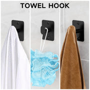 KLJKPA Black Bathroom Accessories Set, 4-Piece Bathroom Hardware Set | 24 inch Towel Bar, Towel Racks for Bathroom, Robe Towel Hooks, Toilet Paper Holder Wall Mounted
