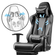 GTPLAYER Gaming Chair with Footrest, Ergonomic Computer Game Desk Chair, Reclining Gamer Chair Seat Height Adjustment, Swivel Rocker with Headrest and Lumbar (Gray)