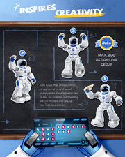 Ruko 1088 Smart Robot Toy for Kids, Large Programmable Interactive Gift | Support Remote Control & App Control & Voice Command, Birthday Gift for Boys & Girls Ages 4 5 6 7 8 9, Blue